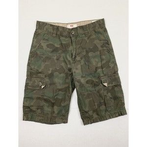 Levi’s Shorts Boys 16 Reg Army Green Camo Cargo W28 Camouflage Youth 6-Pockets